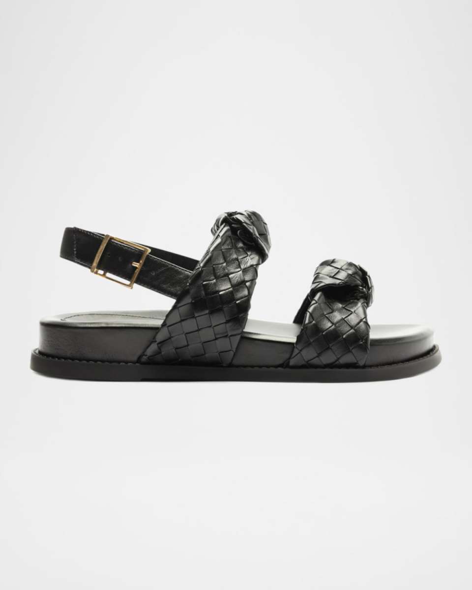 Woven Leather Knot Slingback Sandals